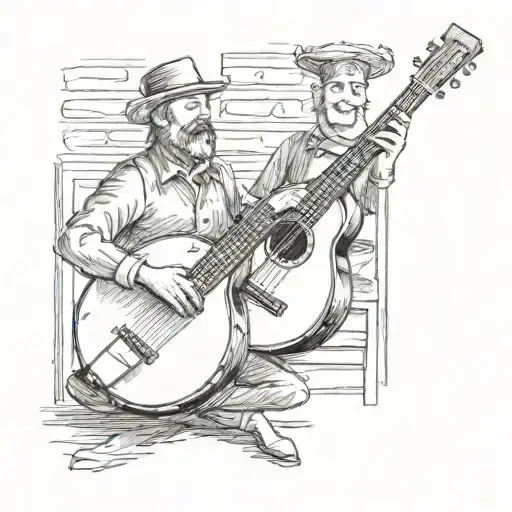 acoustic guitar and banjo tattoo design idea