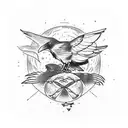 raven and a crab under the moon with triangle and cancer zodiac incoorperated . tattoo design idea