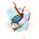 raven and a crab under the moon with triangle and cancer zodiac incoorperated . tattoo design idea