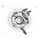 raven and a crab under the moon with triangle and cancer zodiac incoorperated . tattoo design idea