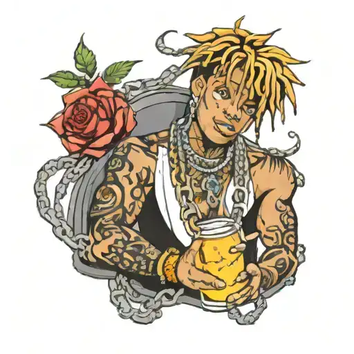 no vanity juice wrld tatto with chains tattoo design idea