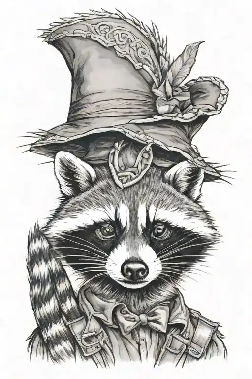 redneck raccoon tattoo design idea
