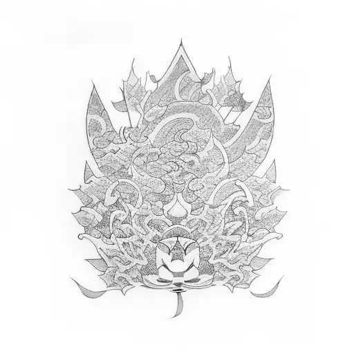 Kintaro with Tori gates and maple leaves tattoo design idea