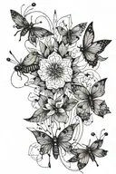 fireflies woodland flowers tattoo design idea