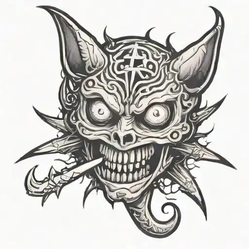 death gore cute pink floyd devil 666 tattoo design idea