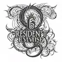 "Resident Evil" inscription in horror style tattoo tattoo design idea