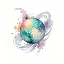 planet pluto with color tattoo design idea