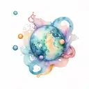 planet pluto with color tattoo design idea