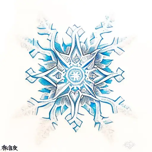 A minimalist tattoo of a snowflake and a wave combined to represent the client's love for snowboarding and the beach tattoo design idea