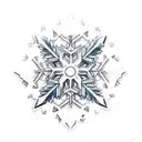 A minimalist tattoo of a snowflake and a wave combined to represent the client's love for snowboarding and the beach tattoo design idea