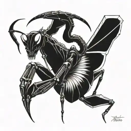 devil mantis tattoo design idea