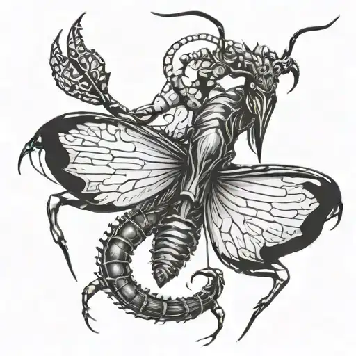 devil mantis tattoo design idea