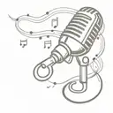 tattoos rested on a microphone with musical notes floating tattoo design idea