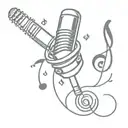 tattoos rested on a microphone with musical notes floating tattoo design idea