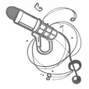 tattoos rested on a microphone with musical notes floating tattoo design idea