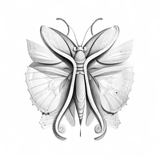 A sketch-style illustration of a butterfly transforming into a snake tattoo design idea