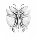 A sketch-style illustration of a butterfly transforming into a snake tattoo design idea