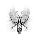 A sketch-style illustration of a butterfly transforming into a snake tattoo design idea