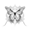 A sketch-style illustration of a butterfly transforming into a snake tattoo design idea