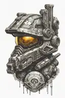 emile's helmet from halo reach sat on his shotgun with the words legends never die underneath tattoo design idea