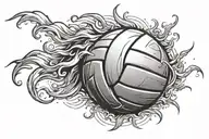 volleyball with fire element like a fireball that shoot forward  tattoo design idea