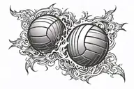 volleyball with fire element like a fireball that shoot forward  tattoo design idea