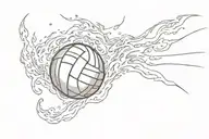 volleyball with fire element like a fireball that shoot forward  tattoo design idea