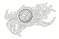 volleyball with fire element like a fireball that shoot forward  tattoo design idea