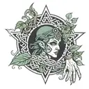 elf, pixie, fane, Celtic knot and hand of fate    tattoo design idea