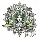 elf, pixie, fane, Celtic knot and hand of fate    tattoo design idea