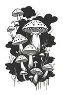 bohemian minimalist nature mushrooms minimal shading tattoo design idea