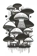 bohemian minimalist nature mushrooms minimal shading tattoo design idea