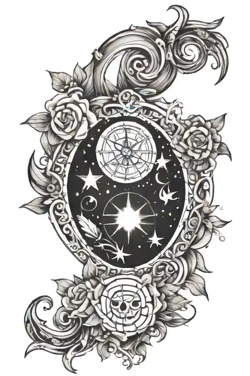 family, well-being, astrology, capricorn, aquarius, gemini, leo, cancer, moon, sun, stars tattoo design idea