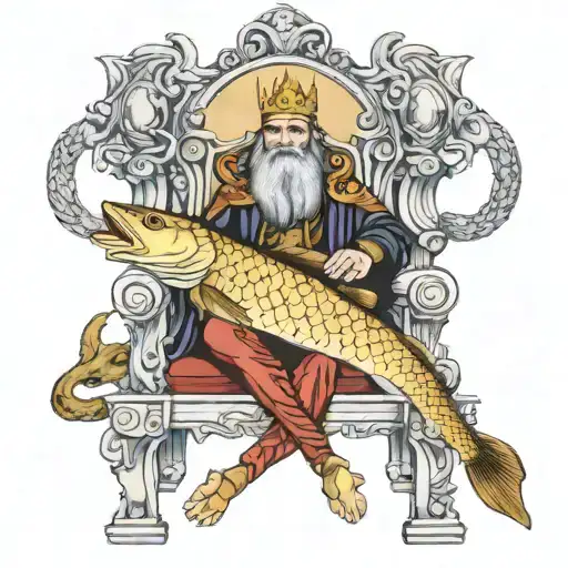 carp and god loki sits on the throne tattoo design idea