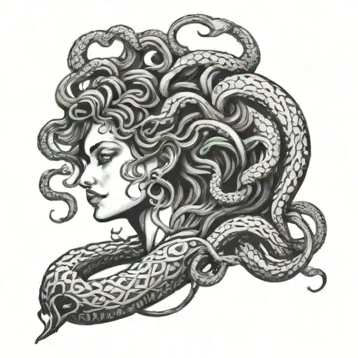 medusa as a strong black female face tattoo design idea