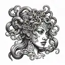 medusa as a strong black female face tattoo design idea