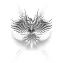 Phoenix spreading his wings with sacred geometry flames tattoo design idea