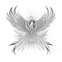 Phoenix spreading his wings with sacred geometry flames tattoo design idea