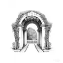 stone archway wrapped in ivy vines tattoo design idea