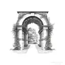stone archway wrapped in ivy vines tattoo design idea