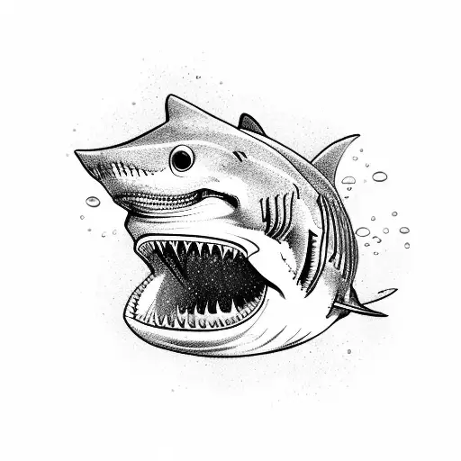 Shark underwater  tattoo design idea