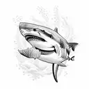 Shark underwater  tattoo design idea