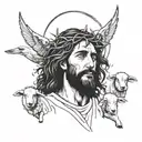 Jesus leaving the 99 sheep  tattoo design idea