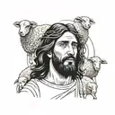 Jesus leaving the 99 sheep  tattoo design idea
