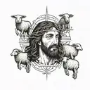 Jesus leaving the 99 sheep  tattoo design idea