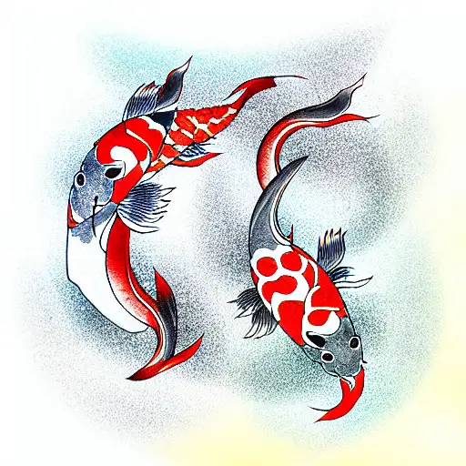 Koi Fish Fighting tattoo design idea
