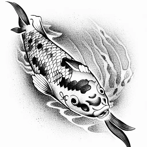 fine line koi fish tattoo design idea