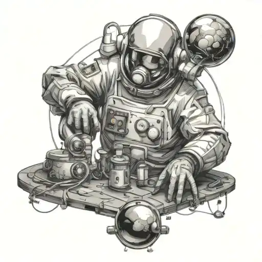A cosmic surgeon operating on a planet tattoo design idea