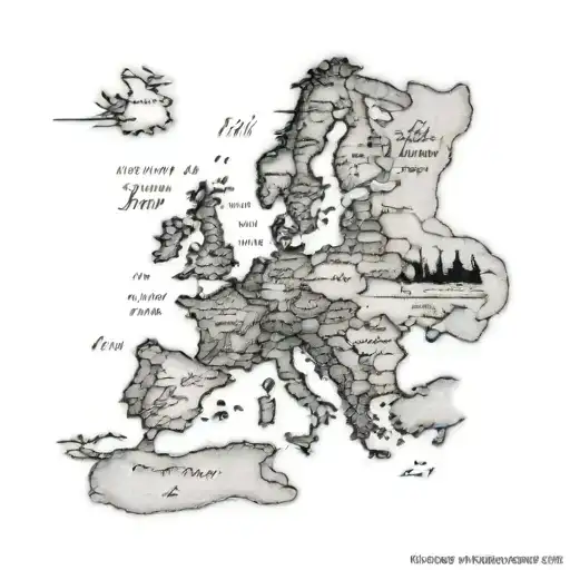 europe map with italy as a main country music tattoo design idea