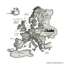 europe map with italy as a main country music tattoo design idea